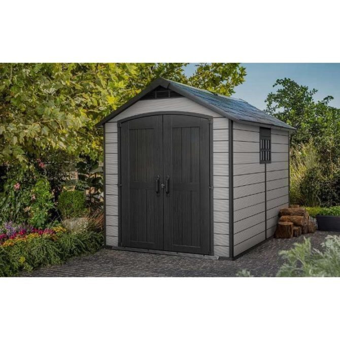 Keter 7.5’x11′ Premier Heavy Duty Plastic Shed – Grey-oakleysgardenmachine- Free shipping